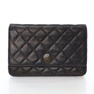 Chanel Metallic Quilted Tartan Button Wallet On Chain (WOC)